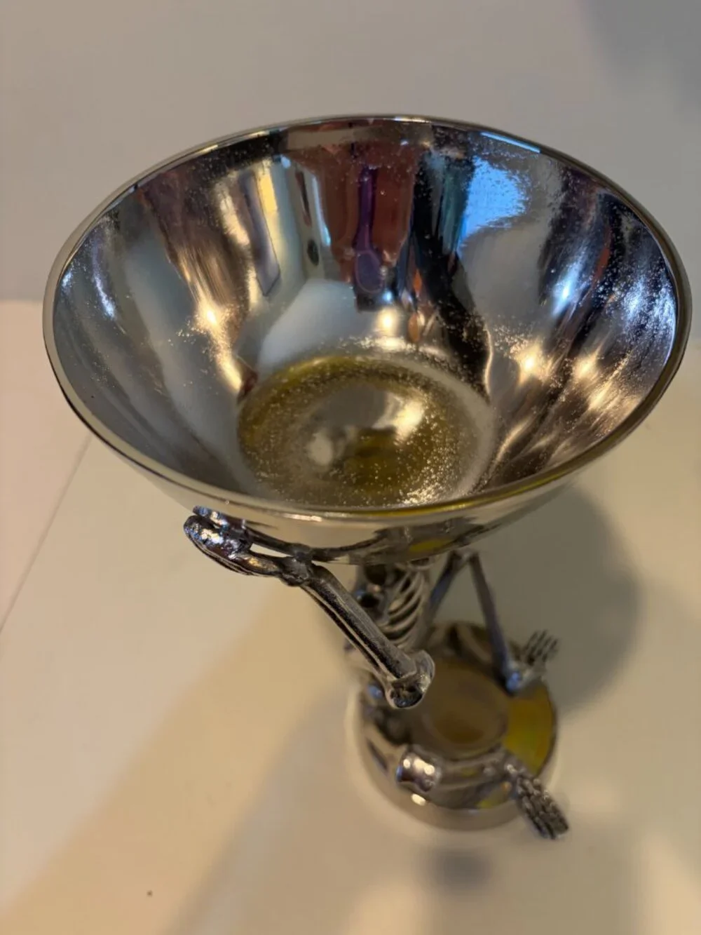 WELL DRESSED HOME HALLOWEEN SILVER METAL SKELETON WITH SERVING BOWL 11 1/2